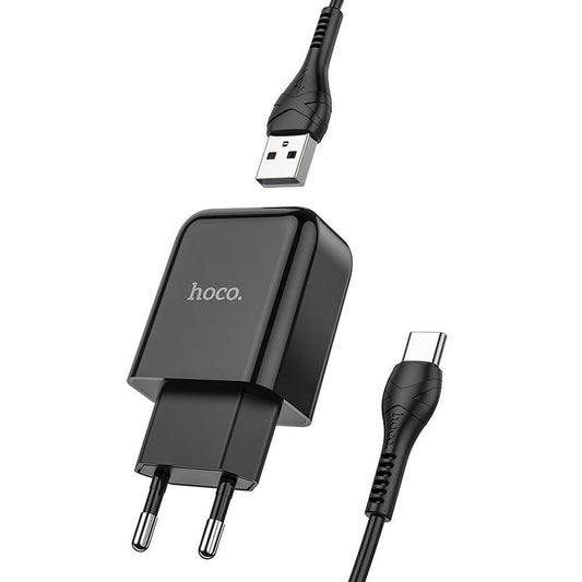 Mrežni punjač s USB-C kabelom HOCO N2, 10W, 2A, 1 x USB-A, Crni