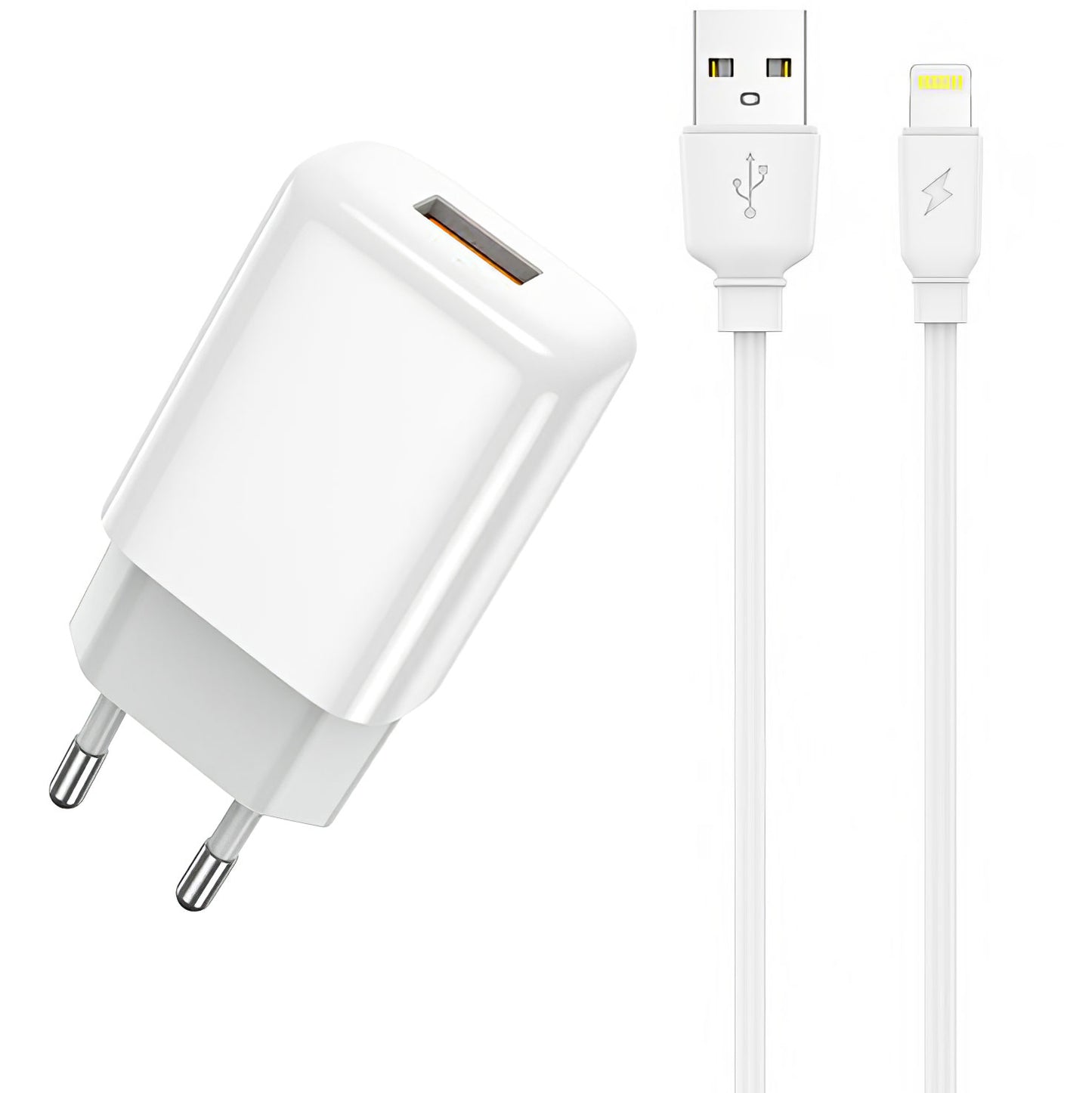 Punjač za mrežu s Lightning kabelom Prestico F7S, 12W, 2.4A, 1 x USB-A, Bijeli