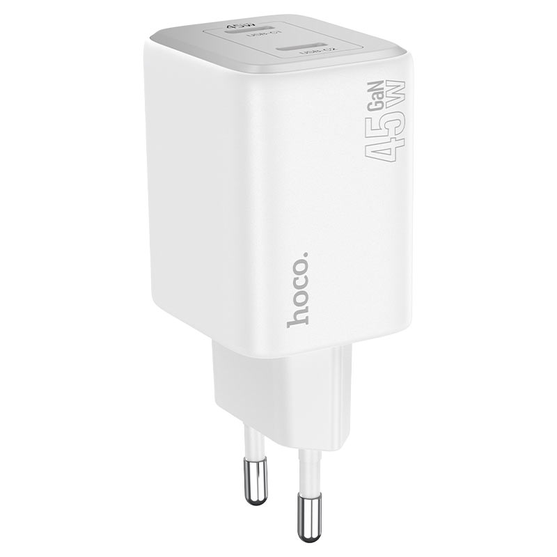Mrežni punjač s Lightning kabelom HOCO N42, 45W, 3A, 2 x USB-C, Bijeli