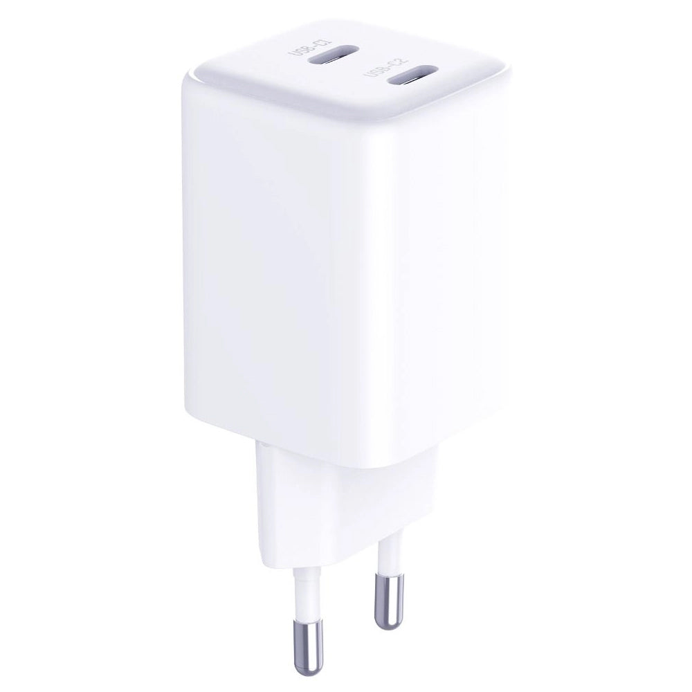 Mrežni punjač s USB-C kabelom 3MK HyperCharger, 45W, 3A, 2 x USB-C, bijeli
