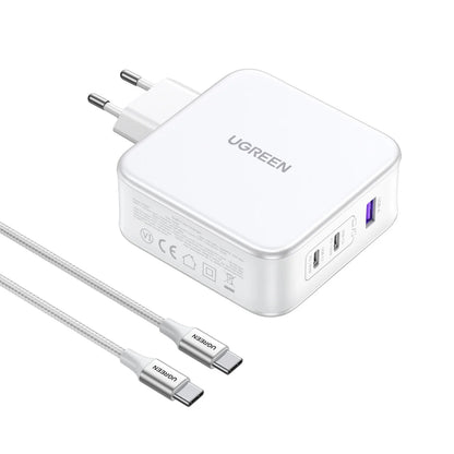 Punjač za mrežu s USB-C kabelom UGREEN CD289, 140W, 5A, 1 x USB-A - 2 x USB-C, Bijeli
