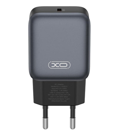 Punjač za mrežu s USB-C kabelom XO Design L155, 30W, 3A, 1 x USB-C, Crni