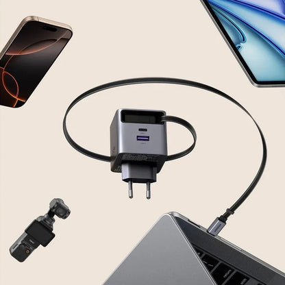 Punjač za mrežu s USB-C kabelom UGREEN X615, 65W, 3A, 1 x USB-A - 1 x USB-C, Sivi