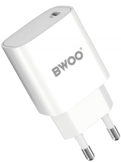 Mrežni punjač s Lightning kabelom BWOO CDA159, 20W, 3A, 1 x USB-C, Bijeli