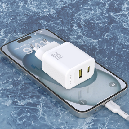Punjač za mrežu s USB-C kabelom Dudao A27Max, 35W, 1 x USB-A - 1 x USB-C, Bijeli