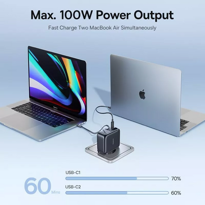 Punjač mreže s USB-C kabelom Baseus EnerCore CJ11, 100W, 1 x USB-A - 2 x USB-C, Crni E0120M00