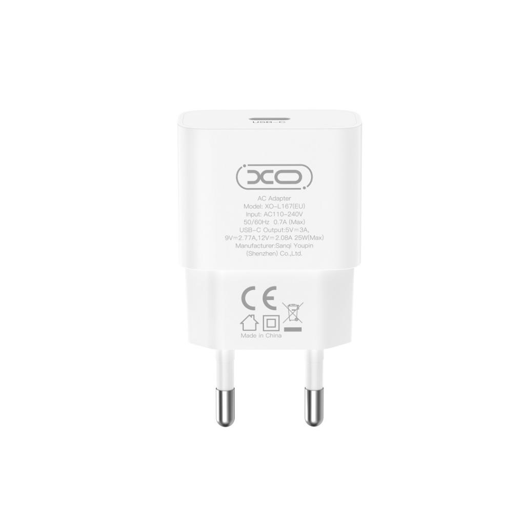 Mrežni punjač s Lightning kabelom XO Design L167, 25W, 3A, 1 x USB-C, Bijeli