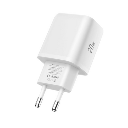 Mrežni punjač s Lightning kabelom Tech-Protect NCA20, 20W, 3A, 1 x USB-A - 1 x USB-C, Bijeli