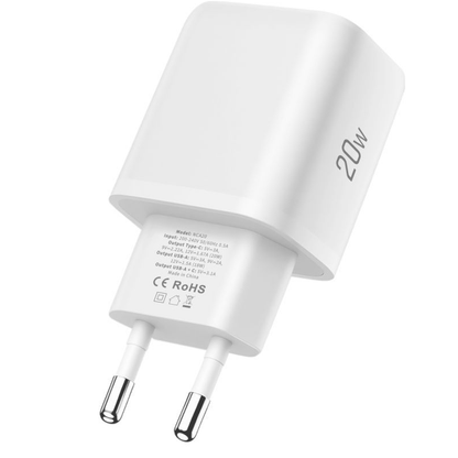 Punjač za mrežu s USB-C kabelom Tech-Protect NCA20, 20W, 3A, 1 x USB-A - 1 x USB-C, Bijela