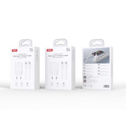Punjač za mrežu s USB-C kabelom XO Design L167, 25W, 3A, 1 x USB-C, Bijeli