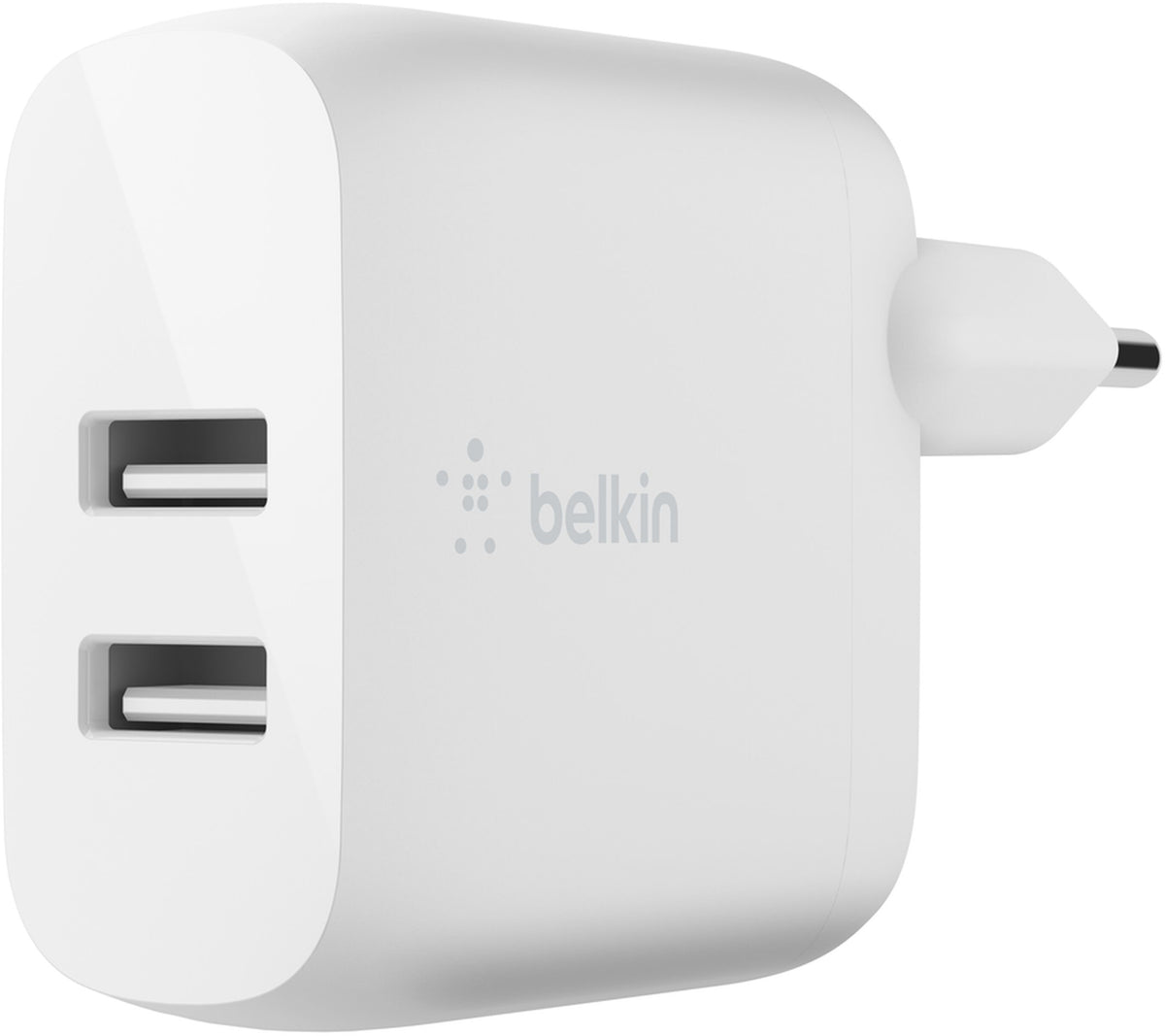 Mrežni punjač s USB-C kabelom Belkin BoostCharge Dual, 24W, 2.4A, 2 x USB-A, Bijeli WCE001vf1MWH