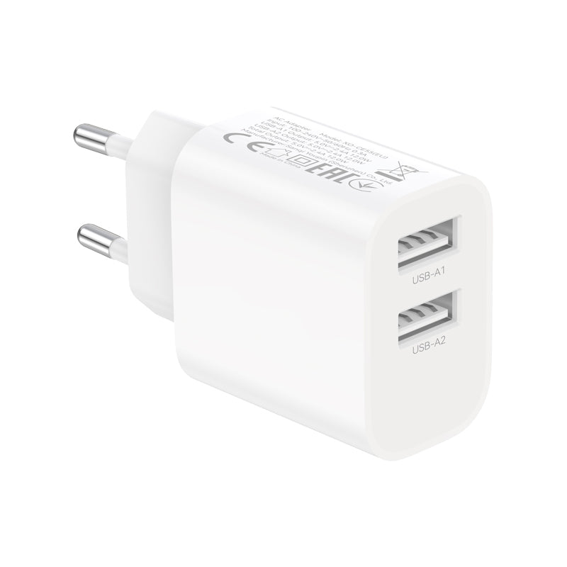 Mrežni punjač s Lightning kabelom XO Design CE55, 12 W, 2,4 A, 2 x USB-A, bijeli