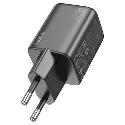 Punjač za mrežu s Lightning kabelom HOCO N41, 20W, 3A, 1 x USB-A - 1 x USB-C, Crni