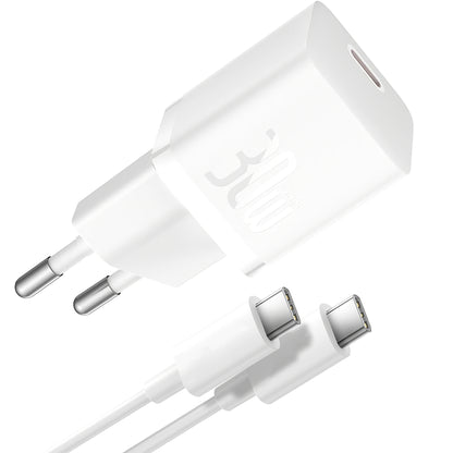 Mrežni punjač s USB-C kabelom Baseus GaN5S, 30W, 3A, 1 x USB-C, bijeli P10110902213-00