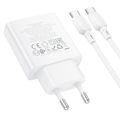 Mrežni punjač s USB-C kabelom Borofone BN25 Wish, 30W, 3A, 1 x USB-A - 1 x USB-C, bijeli