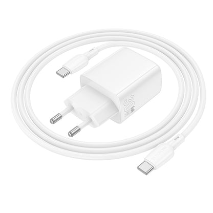 Punjač za mrežu s USB-C kabelom Borofone BN29 Fuente, 30W, 3A, 1 x USB-A - 1 x USB-C, Bijeli