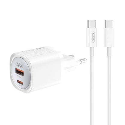 Punjač za mrežu s USB-C kabelom XO Design CE21, 30W, 3A, 1 x USB-A - 1 x USB-C, Bijeli