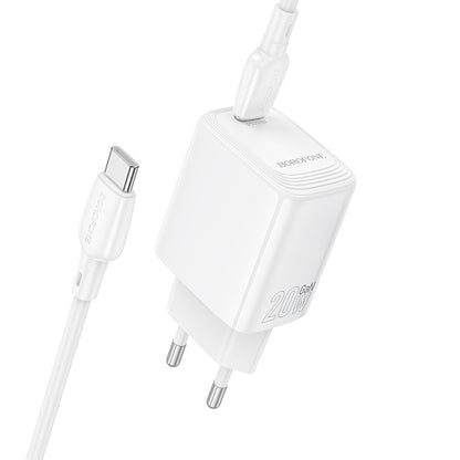 Punjač za mrežu s USB-C kabelom Borofone BN26 Fuente, 20W, 3A, 1 x USB-C, Bijeli