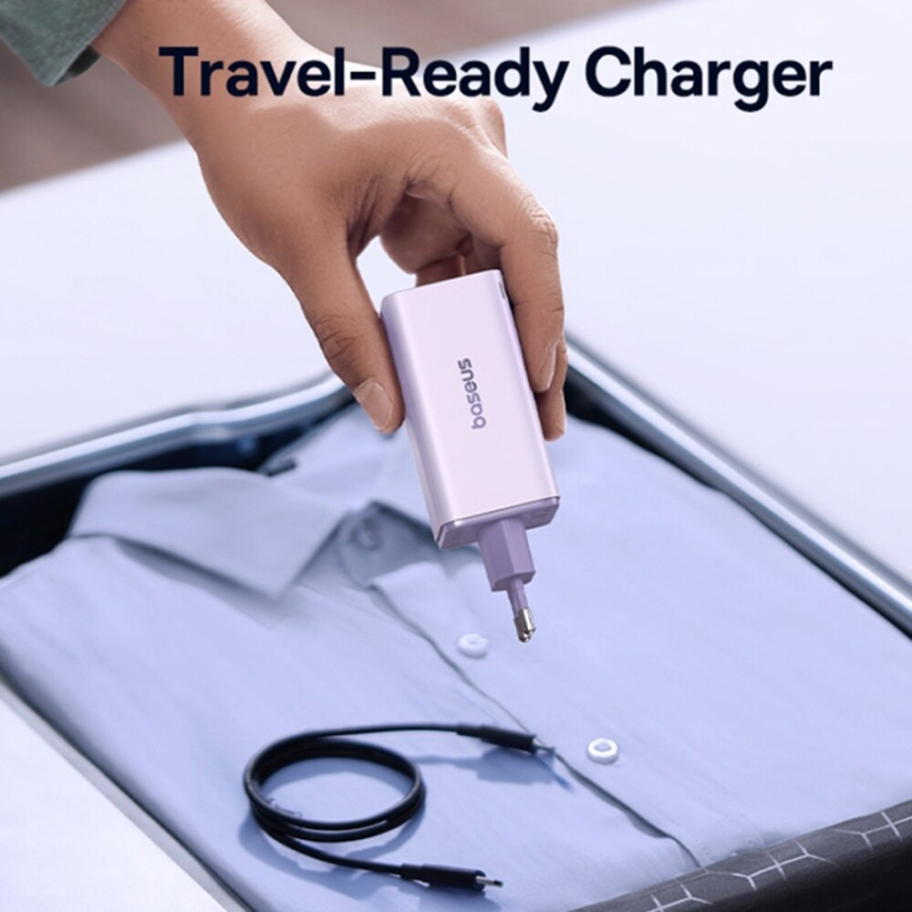 Punjač za mrežu s USB-C kabelom Baseus GaN6 Pro, 100W, 3.25A, 2 x USB-A - 2 x USB-C, Ljubičasti P10162705532-00