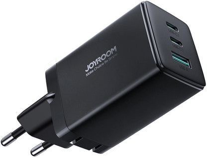 Punjač za mrežu s USB-C kabelom Joyroom TCG01, 65W, 3.25A, 1 x USB-A - 2 x USB-C, Crni