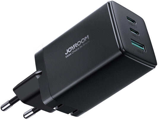 Punjač za mrežu s USB-C kabelom Joyroom TCG01, 65W, 3.25A, 1 x USB-A - 2 x USB-C, Crni