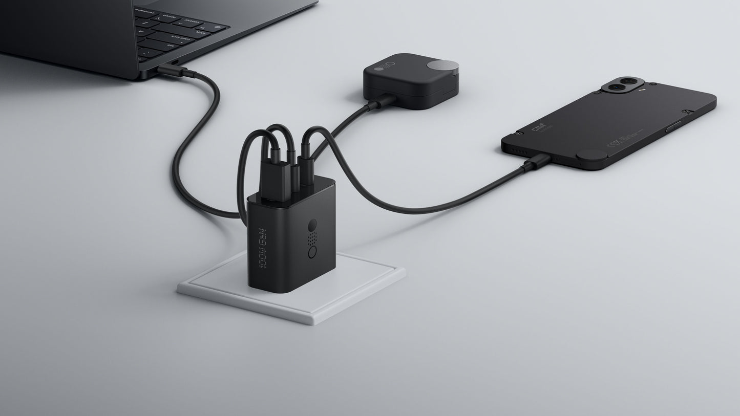 Mrežni punjač s USB-C kabelom CMF by Nothing C349, 100W, 5A, 1 x USB-A - 2 x USB-C, Sivi A10800016
