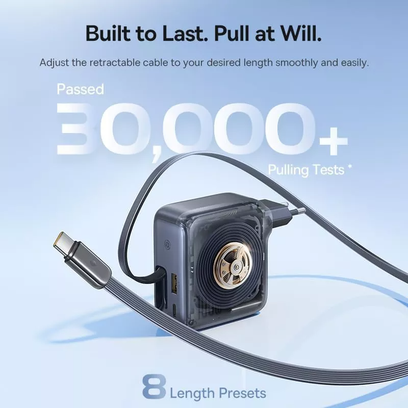 Punjač mreže s USB-C kabelom Baseus EnerCore CJ11, 100W, 1 x USB-A - 2 x USB-C, Crni E0120M00