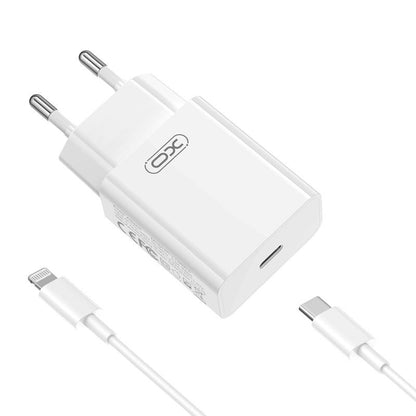 Mrežni punjač s Lightning kabelom XO Design L126, 20W, 3A, 1 x USB-C, Bijeli