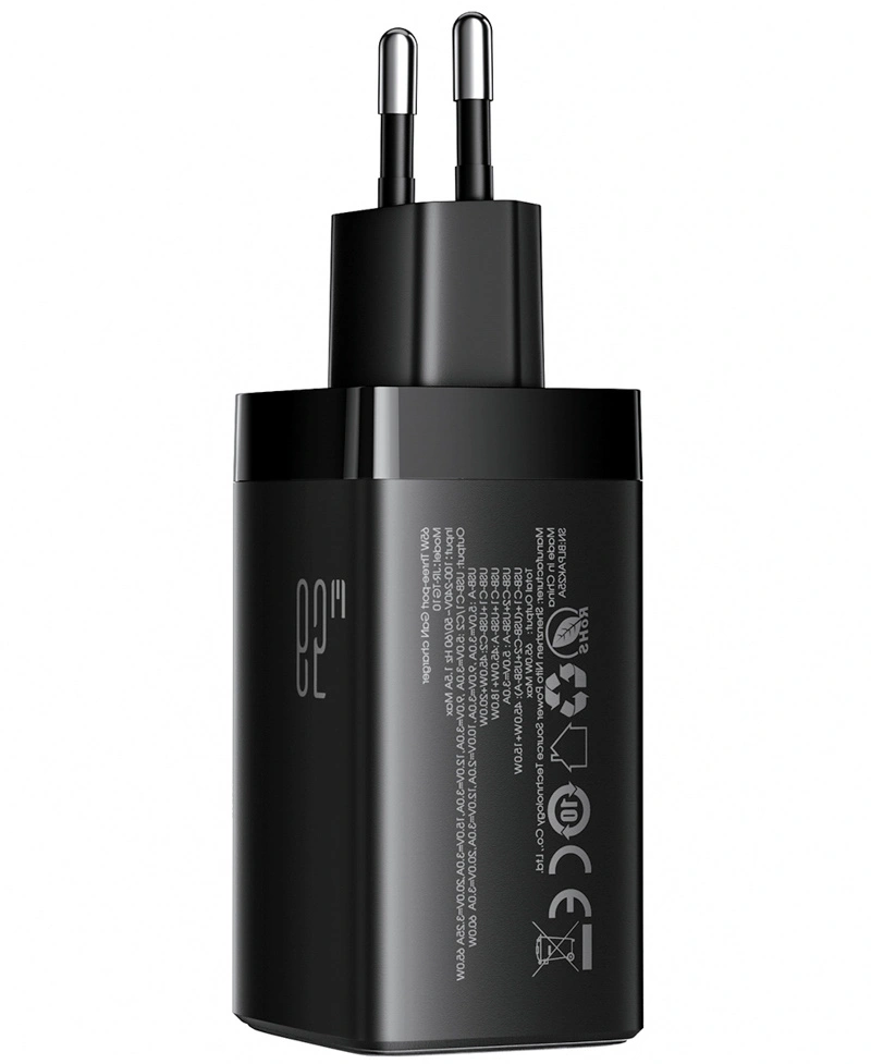 Punjač za mrežu s USB-C kabelom Joyroom JR-TG10, 65W, 3.25A, 1 x USB-A - 2 x USB-C, Crna
