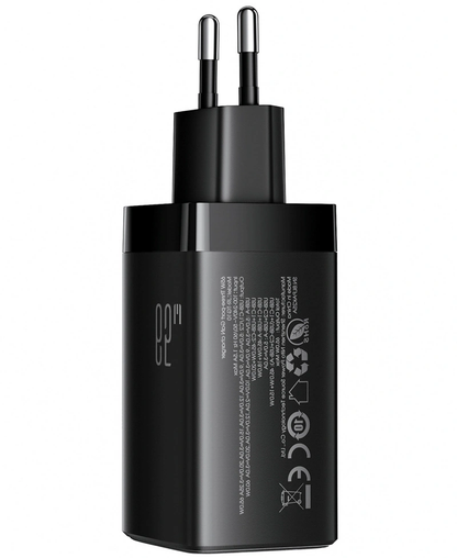 Punjač za mrežu s USB-C kabelom Joyroom JR-TG10, 65W, 3.25A, 1 x USB-A - 2 x USB-C, Crna
