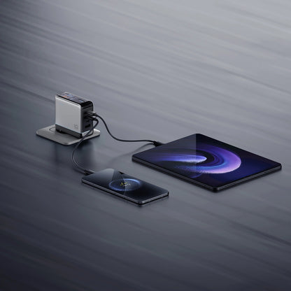 Mrežni punjač s USB-C kabelom Cuktech AD1204U Display, 120W, 6A, 1 x USB-A - 2 x USB-C, Srebrni