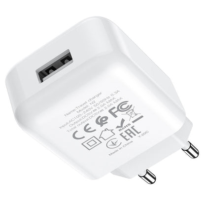 Punjač za mrežu s Lightning kabelom HOCO N2, 10W, 2A, 1 x USB-A, Bijeli