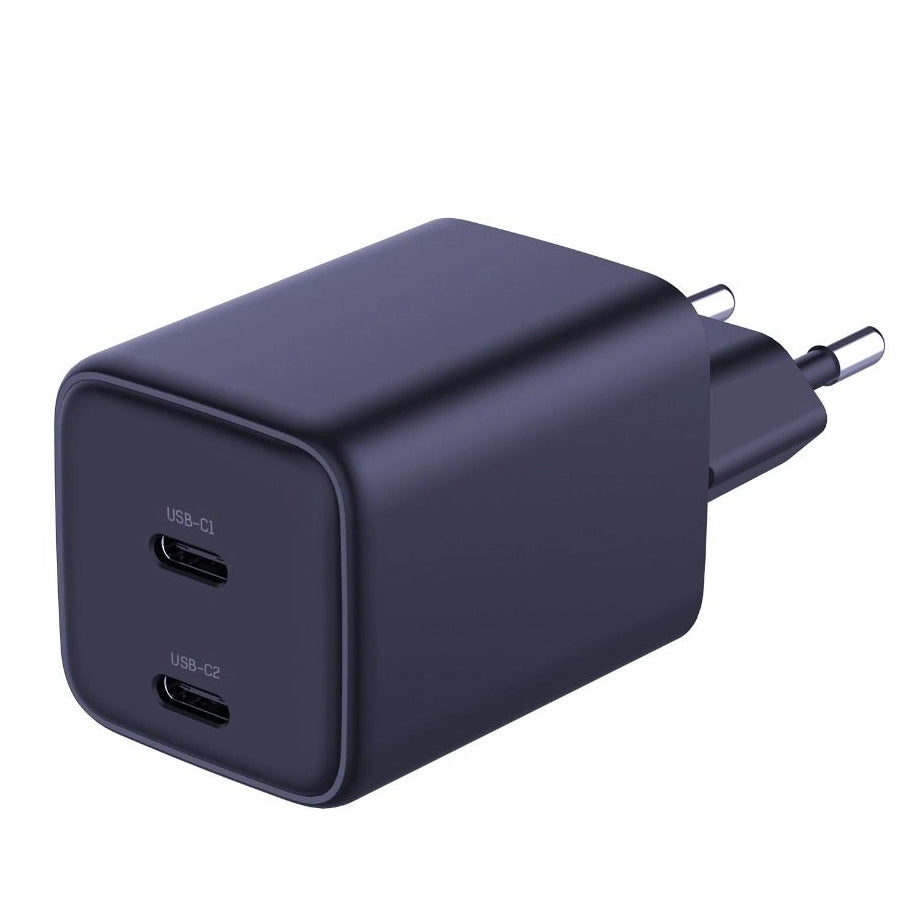 Mrežni punjač s USB-C kabelom 3MK HyperCharger, 45W, 3A, 2 x USB-C, crni