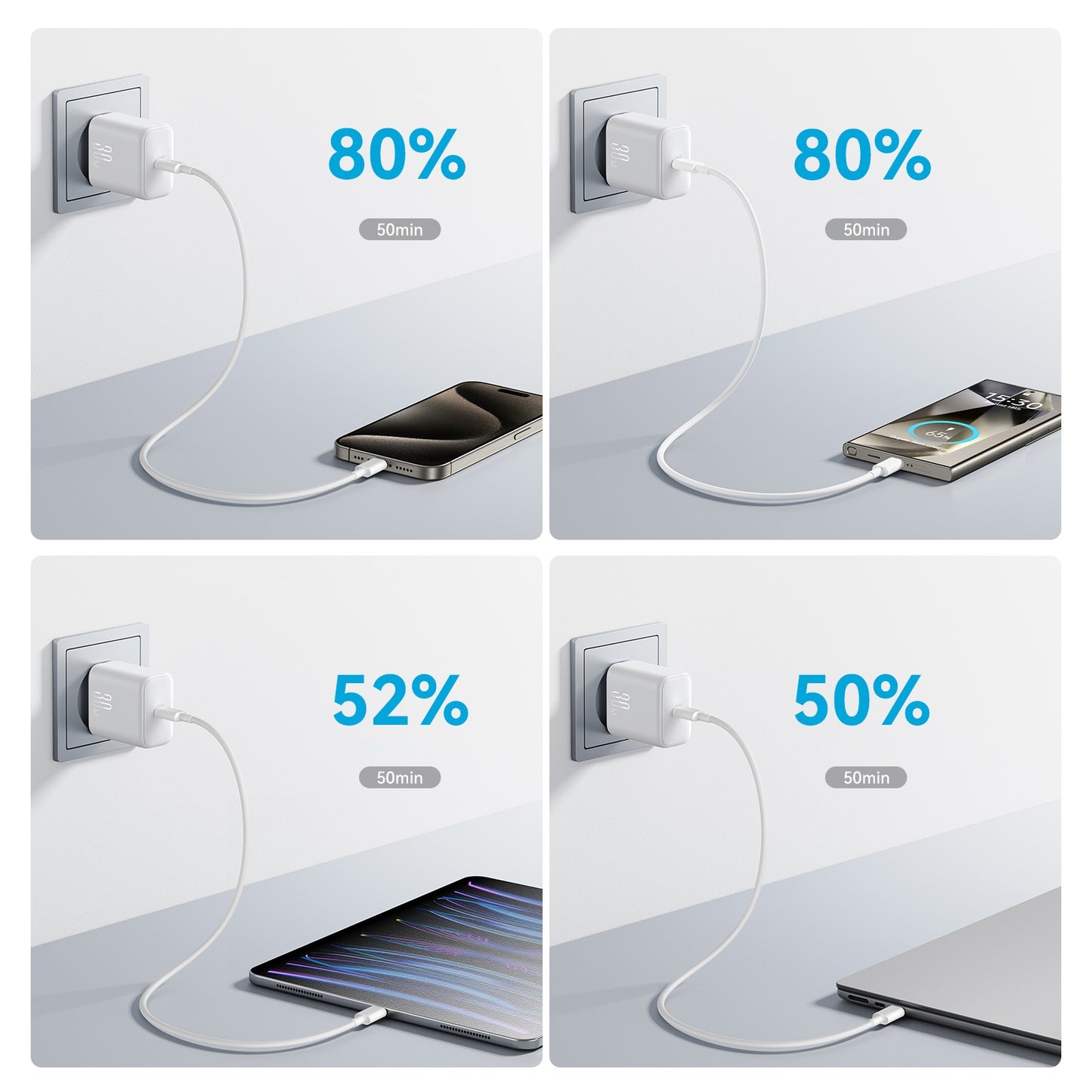 Punjač za mrežu s USB-C kabelom Joyroom JR-TCF24, 30W, 3A, 1 x USB-C, Bijeli
