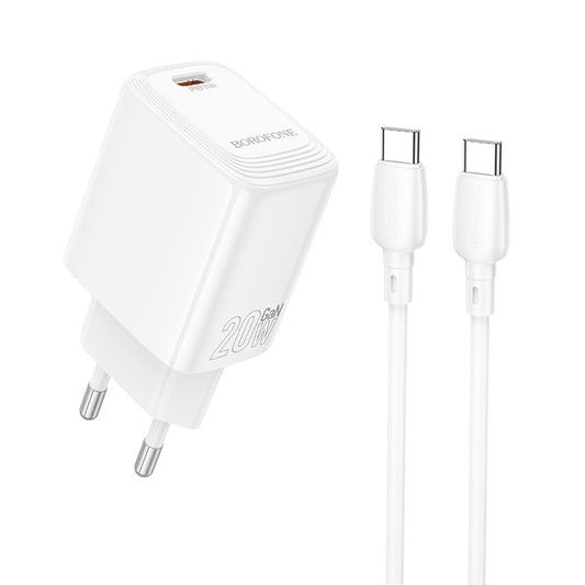 Punjač za mrežu s USB-C kabelom Borofone BN26 Fuente, 20W, 3A, 1 x USB-C, Bijeli