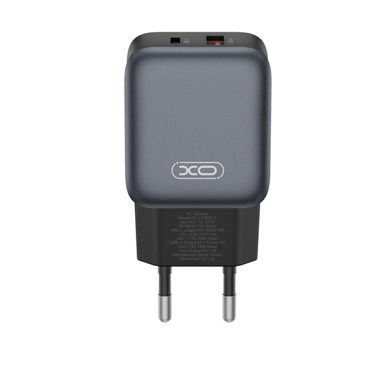 Punjač za mrežu s USB-C kabelom XO Design L156, 30W, 3A, 1 x USB-A - 1 x USB-C, Crni