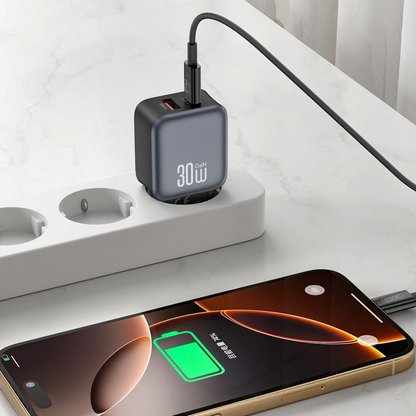 Mrežni punjač s Lightning kabelom XO Design L156, 30W, 3A, 1 x USB-A - 1 x USB-C, Crni