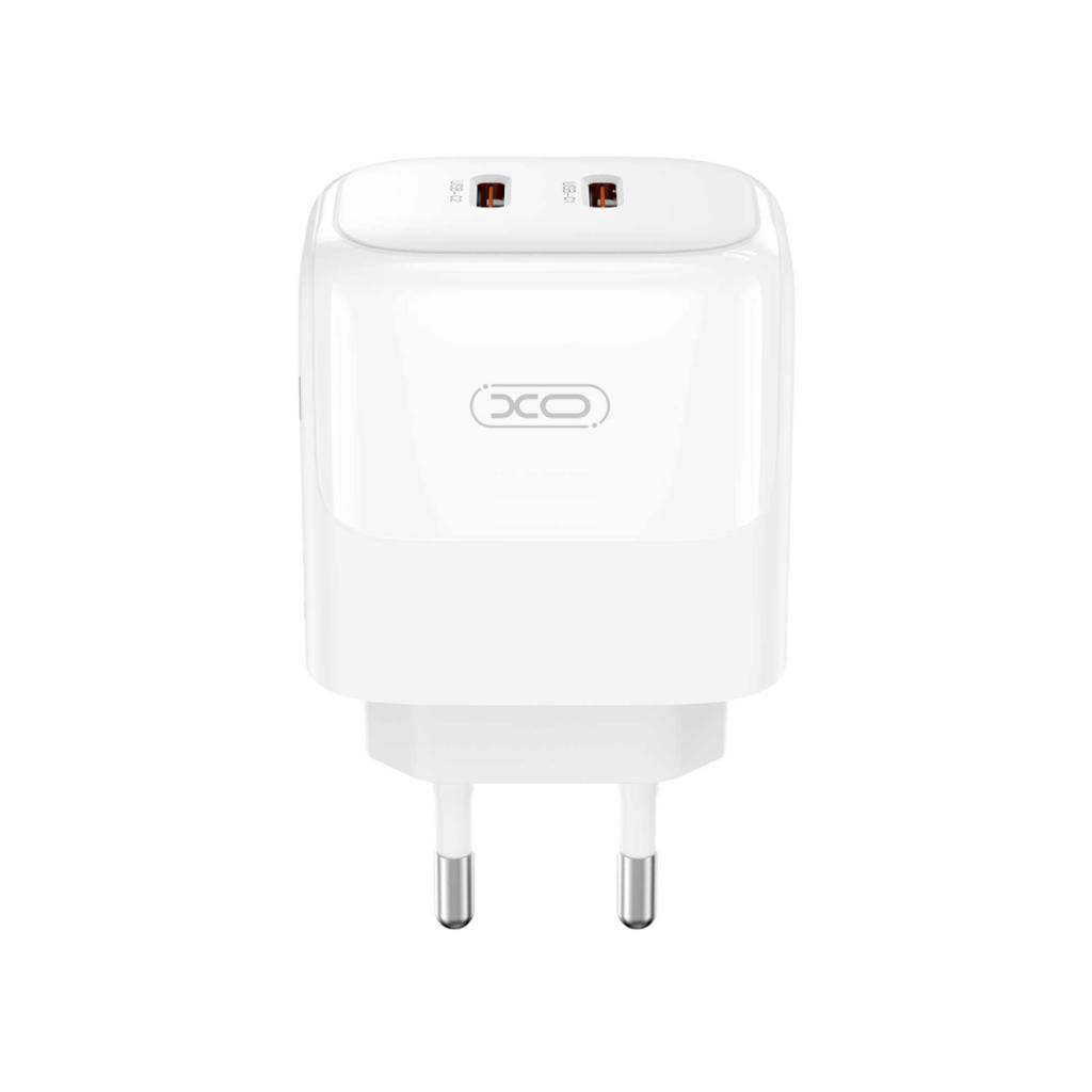 Punjač za mrežu s Lightning kabelom XO Design L140, 35W, 3A, 2 x USB-C, Bijeli