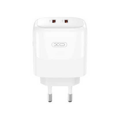 Punjač za mrežu s USB-C kabelom XO Design L140, 35W, 3A, 2 x USB-C, Bijeli
