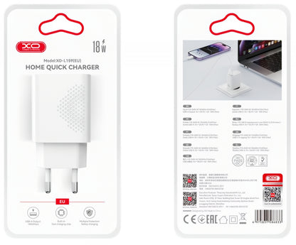 Punjač za mrežu s microUSB kabelom XO Design L159, 18W, 3A, 1 x USB-A, Bijeli