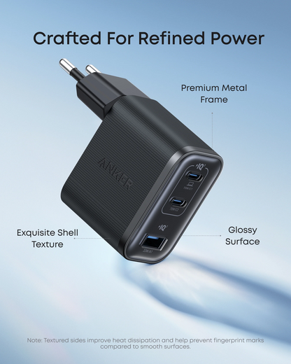 Punjač mreže s USB-C kabelom Anker Nano, 70W, 3.5A, 1 x USB-A - 2 x USB-C, Sivi B121A311