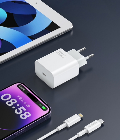 Punjač za mrežu s USB-C kabelom Sendem OG73, 20W, 3A, 1 x USB-C, Bijeli