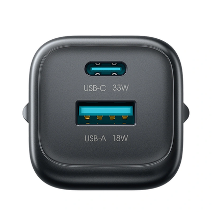 Punjač za mrežu s USB-C kabelom Joyroom JR-TG7, 33W, 3A, 1 x USB-A - 1 x USB-C, Crna