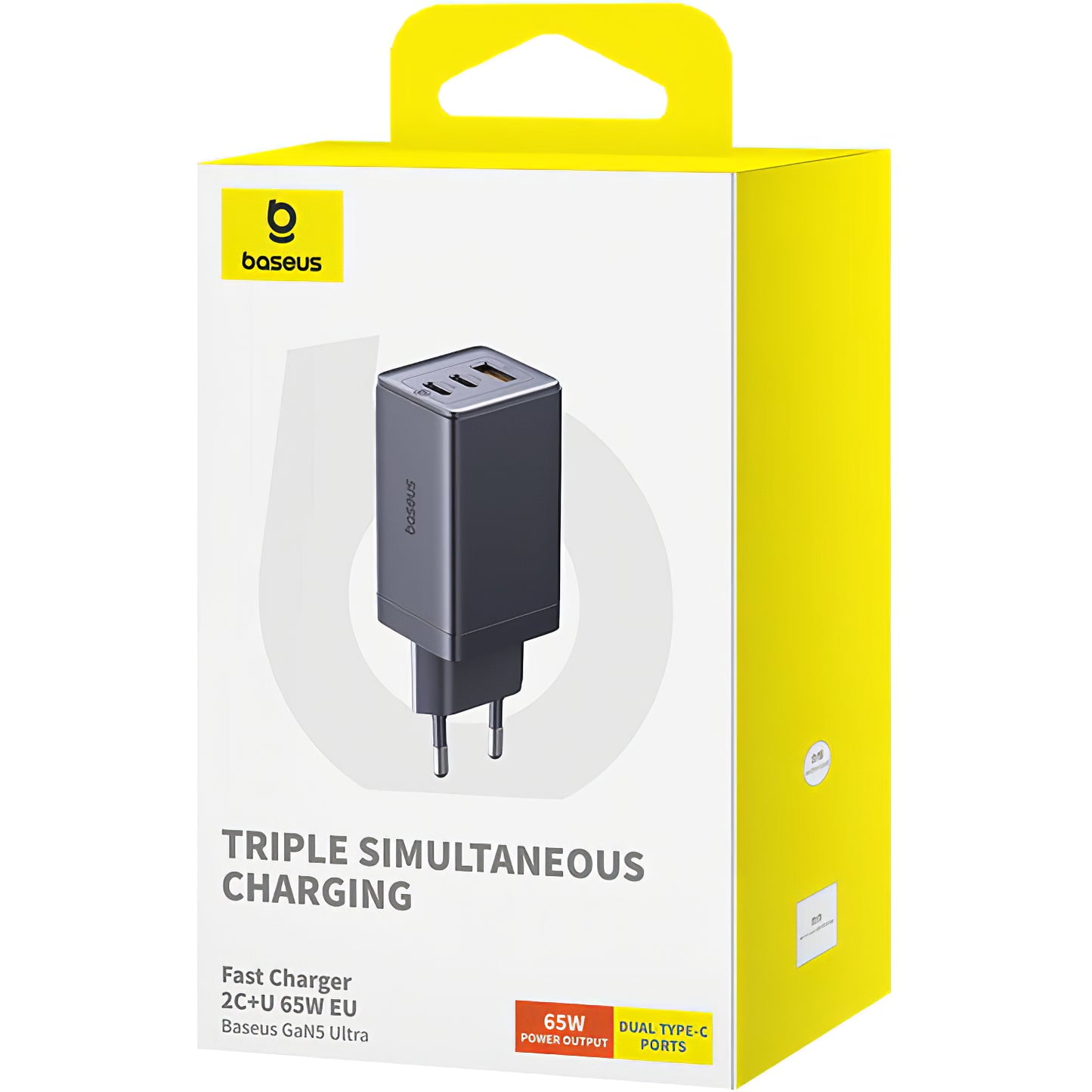 Punjač za mrežu s USB-C kabelom Baseus GaN5 Ultra, 65W, 3.25A, 1 x USB-A - 2 x USB-C, Sivi P10110812827-Z1