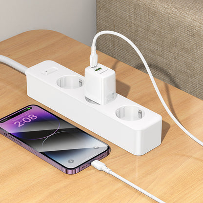 Punjač mreže s Lightning kabelom Borofone BN27 Fuente, 20W, 3A, 1 x USB-A - 1 x USB-C, Bijeli