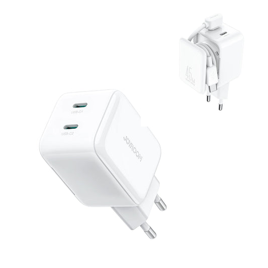 Mrežni punjač s USB-C kabelom Joyroom JR-TCL05, 45W, 3A, 2 x USB-C, Bijeli