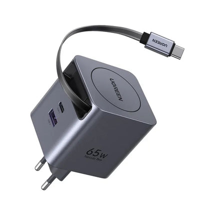 Punjač za mrežu s USB-C kabelom UGREEN X615, 65W, 3A, 1 x USB-A - 1 x USB-C, Sivi