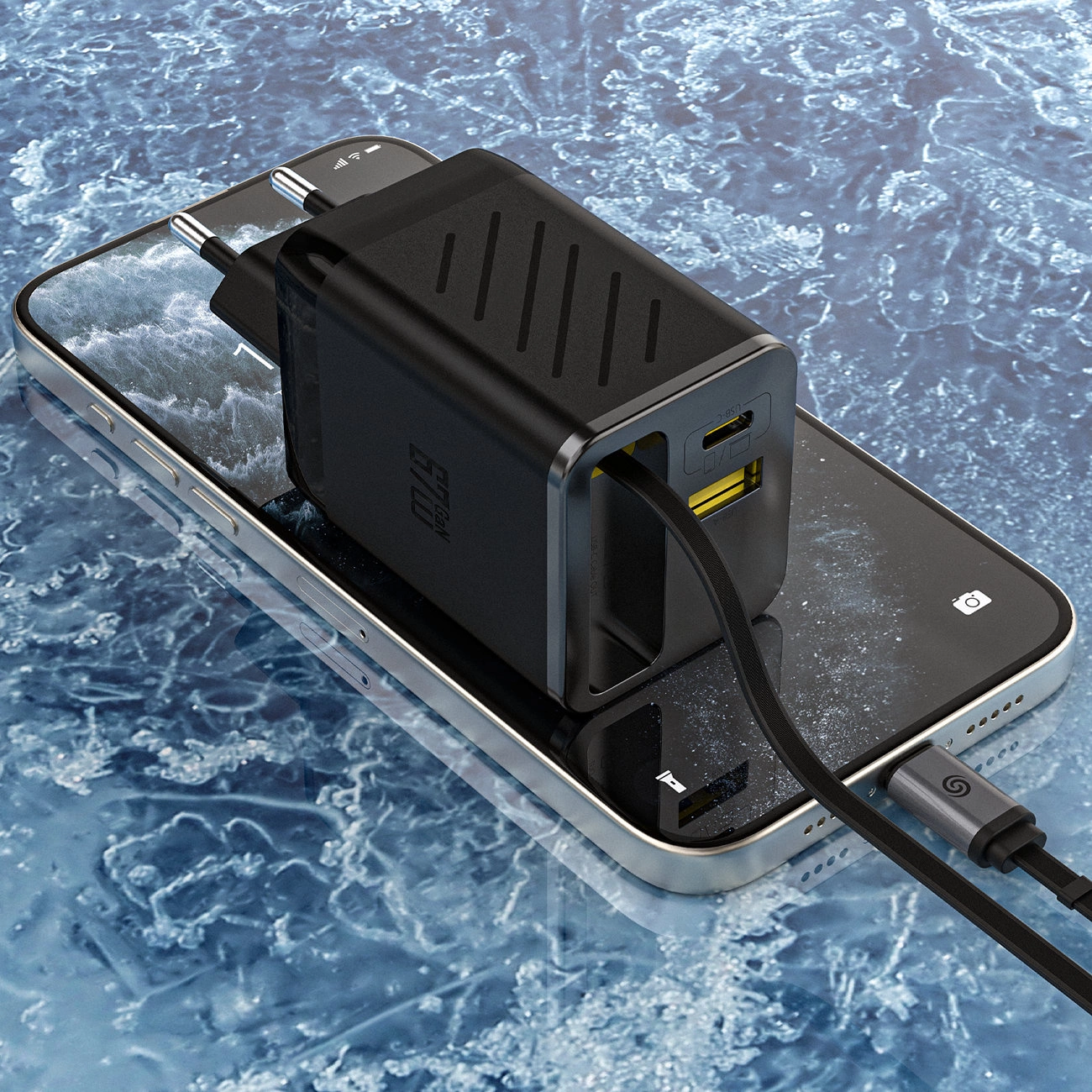 Punjač za mrežu s USB-C kabelom Dudao A67EU, 67W, 3.35A, 1 x USB-A - 1 x USB-C, Crni