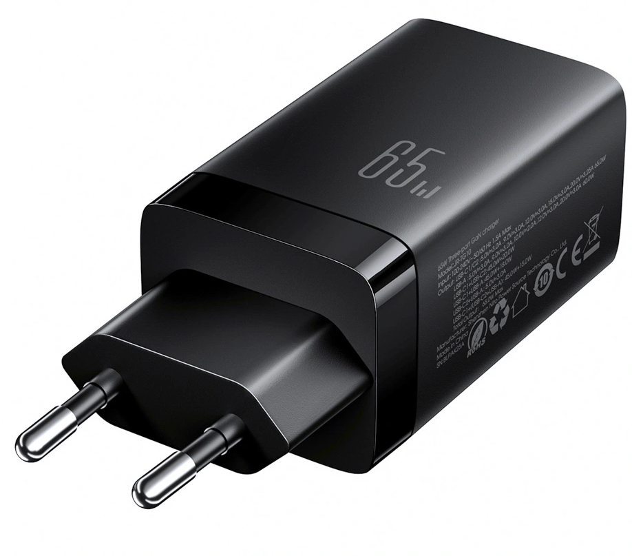 Punjač za mrežu s USB-C kabelom Joyroom JR-TG10, 65W, 3.25A, 1 x USB-A - 2 x USB-C, Crna