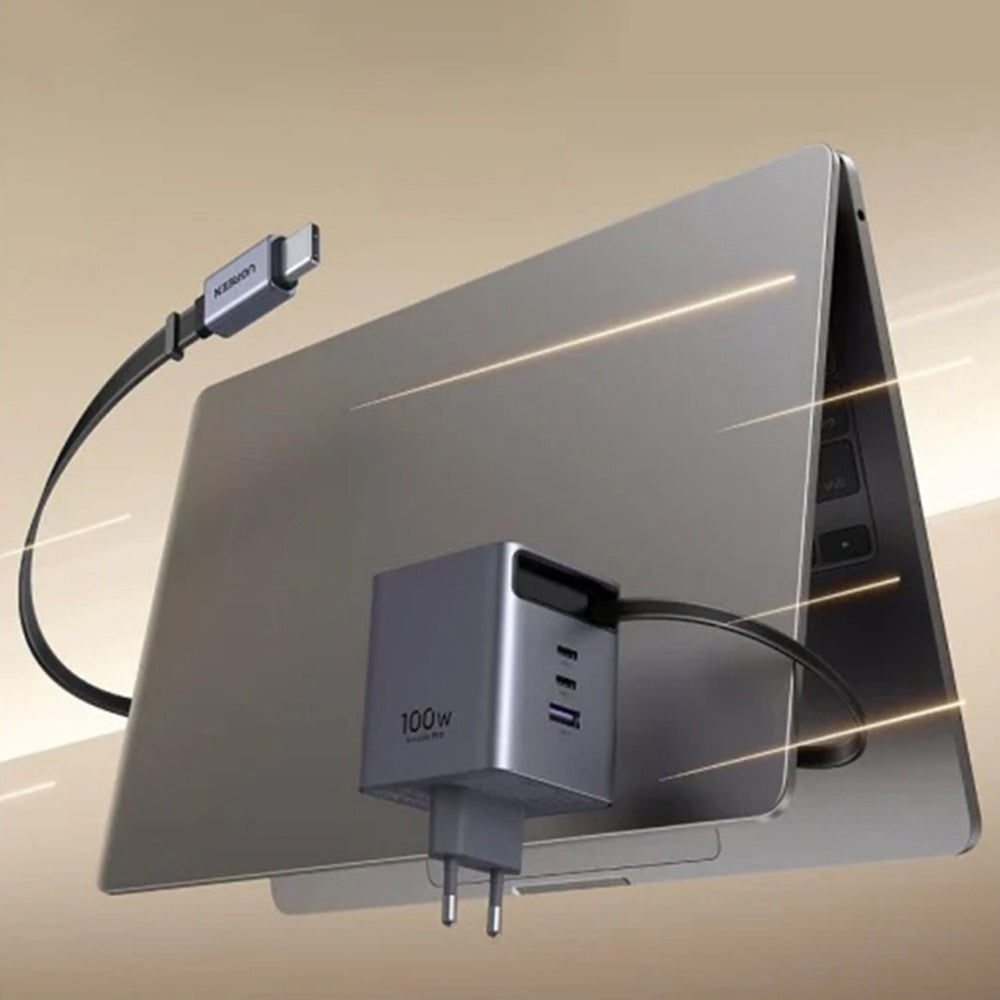Mrežni punjač s USB-C kabelom UGREEN X616 (65828), 100W, 5A, 1 x USB-A - 3 x USB-C, Siva